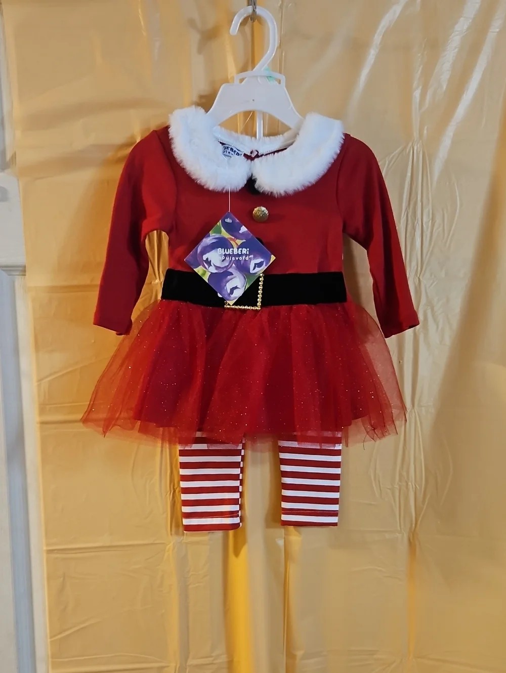 BLUEBERI BOULEVARD BABY TWO PIECE SANTA OUTFIT: DRESS/LEGGINGS: NWT: 18 MTH